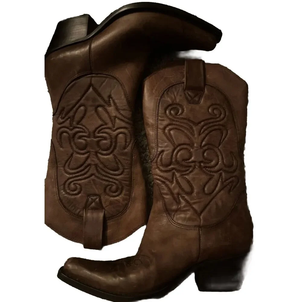 Penny Loves Kenny High Noon Cowboy Western Boots Womens Size 8 M Brown Leather - Picture 2 of 4